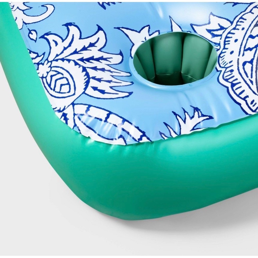 Roller Rabbit x Target Inflatable Pool Tray Blue Floral Floating Drink Holder - Picture 7 of 7